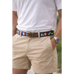 Preston New England Code Flag Belt Size 36 Nautical Leather USA Preppy Coastal